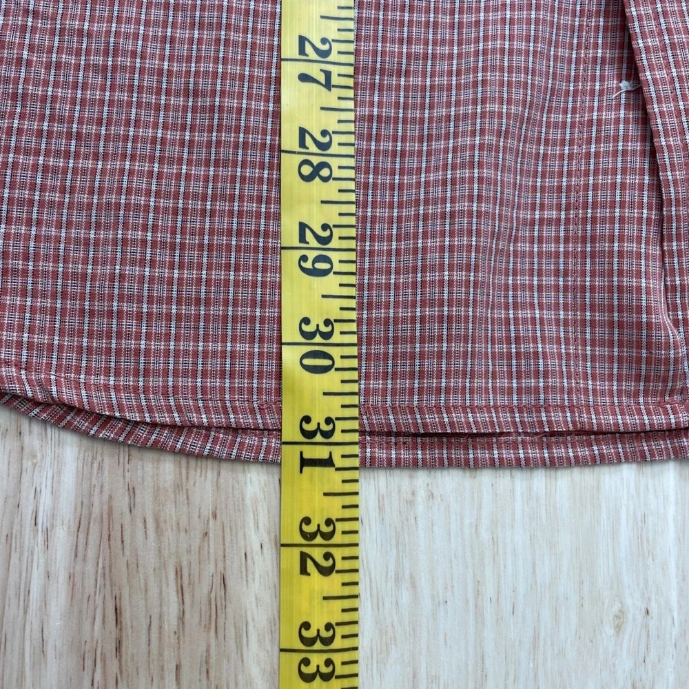 The North‎ Face Mens Large Burnt Orange Plaid Long Sleeve Button Down Shirt